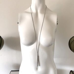Silver tone Necklace and Bar Pendant